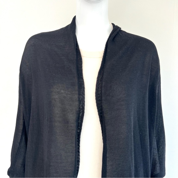 CLUB MONACO Black Sheer Knit Long Sleeves Open Front Lightweight Cardigan Sz M - Picture 3 of 16